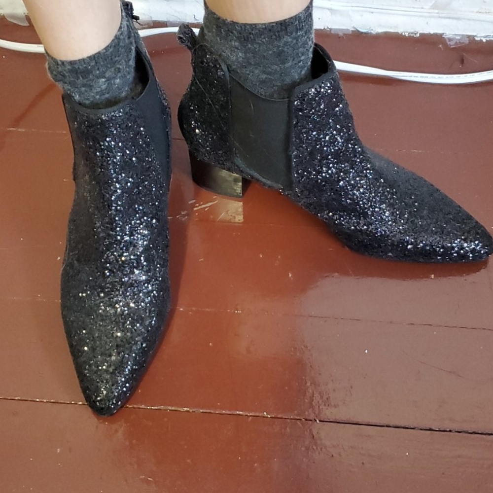 Sparkly black booties
